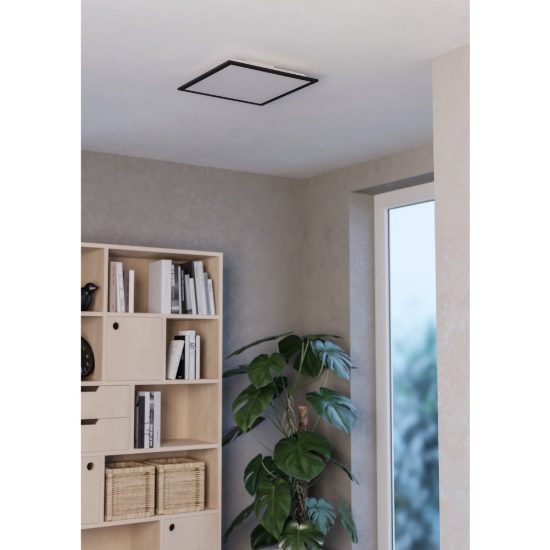Eglo moradillo plafoniera led 18,8w cct 2700k 6500k 39,3cm per camera da letto moderna nera