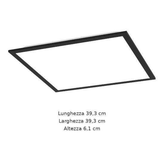Eglo moradillo plafoniera led 18,8w cct 2700k 6500k 39,3cm per camera da letto moderna nera