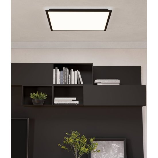 Eglo moradillo plafoniera led 32,5w cct 2700k 6500k 59,5cm per soggiorno moderna nera