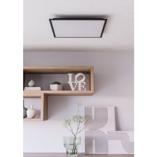 Eglo moradillo plafoniera led 32,5w cct 2700k 6500k 59,5cm per soggiorno moderna nera