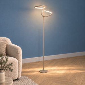 Eglo leporano piantana led 20w cct 2700k 6500k 160cm dimmerabile per soggiorno moderna sabbia