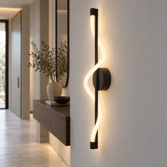 Applique da parete moderna per soggiorno nera led 7w 3000k