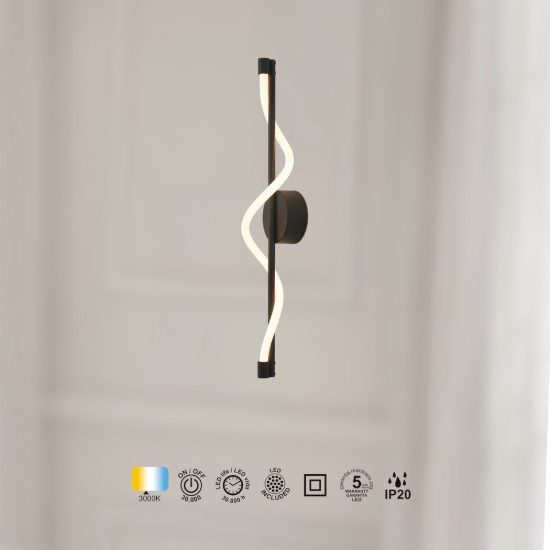 Applique da parete moderna per soggiorno nera led 7w 3000k