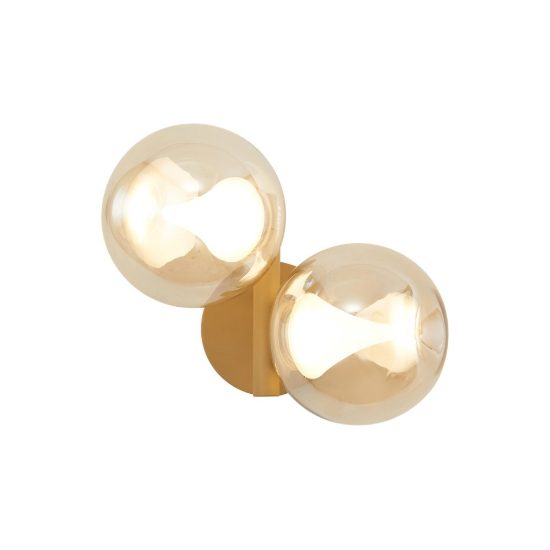 Applique da parete moderna oro doppio sfera vetro led 3000k
