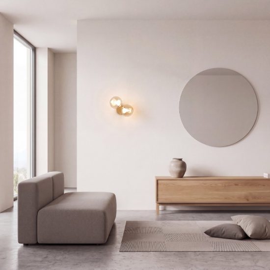 Applique da parete moderna oro doppio sfera vetro led 3000k