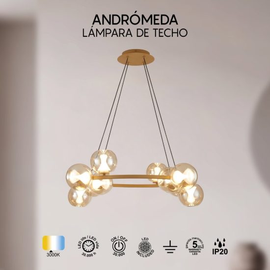 Lampadario per tavolo da pranzo a sospensione sfere vetro led 3000k