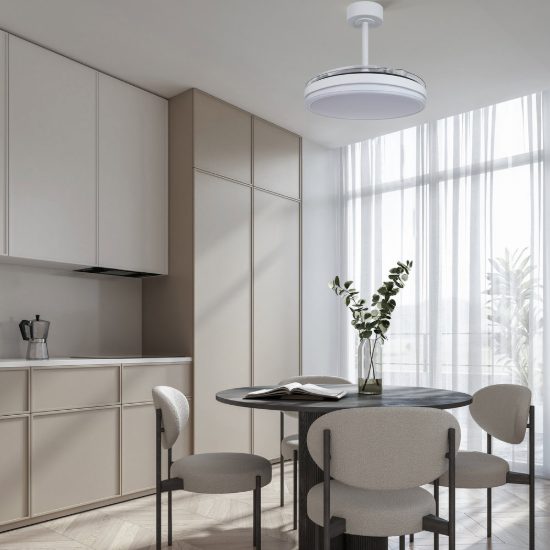 Ventilatore da soffitto bianco con luce con telecomando led 30w cct 3000k 5000k dimmerabile