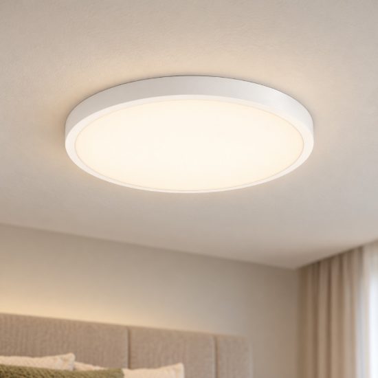Eglo fueva 1 plafoniera led 22,3w 3000k 40cm per camera da letto moderna rotonda bianca