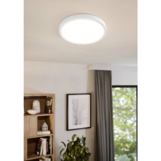 Eglo fueva 1 plafoniera led 22,3w 3000k 40cm per camera da letto moderna rotonda bianca