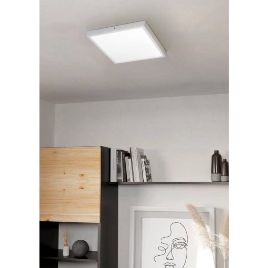 Eglo fueva 1 plafoniera led 22w 4000k 40cm per camera da letto moderna quadrata bianca