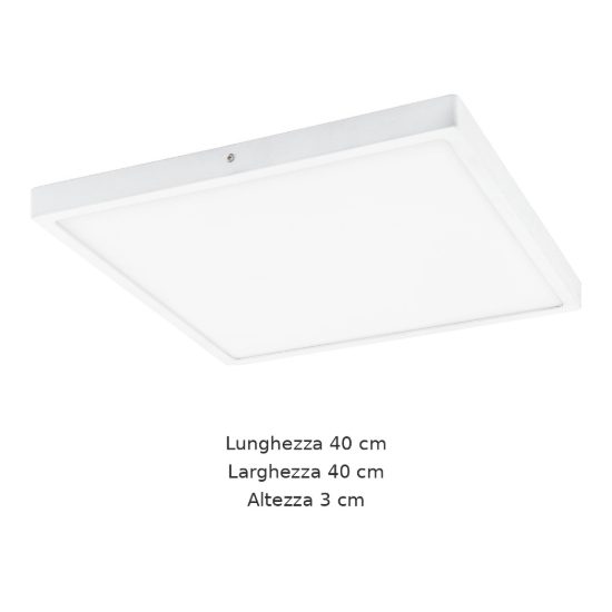 Eglo fueva 1 plafoniera led 22w 4000k 40cm per camera da letto moderna quadrata bianca