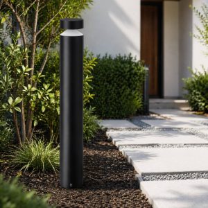Lampione palo da esterno nero led 11w 3000k ip65 nero cilindro h100 cm