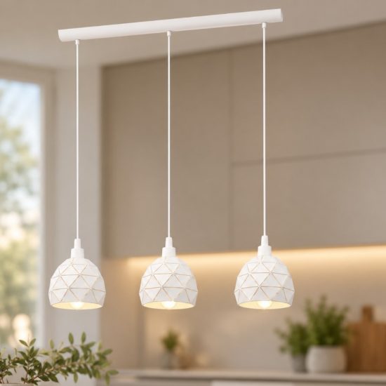 Eglo roccaforte lampadario a sospensione 3 luci 75cm per cucina moderno bianco