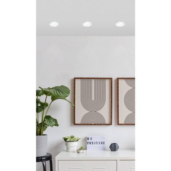 Eglo salabate faretto da incasso per cartongesso led 6w 2700k dimmerabile ip44 foro 6,8cm bianco