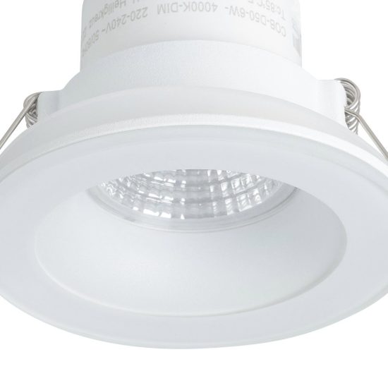 Eglo salabate faretto da incasso per cartongesso led 6w 4000k dimmerabile ip44 foro 6,8cm bianco