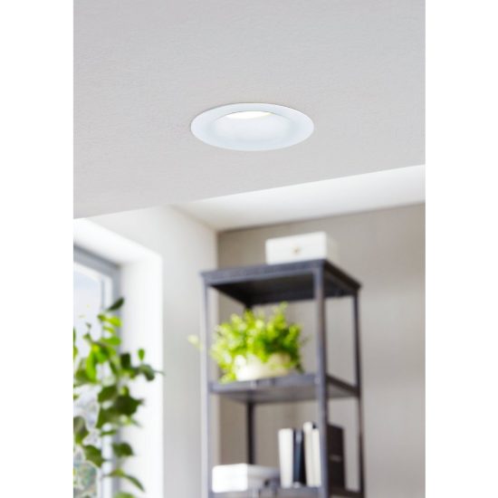 Eglo saliceto faretto da incasso per cartongesso led 4,8w 2700k foro 6,8cm bianco