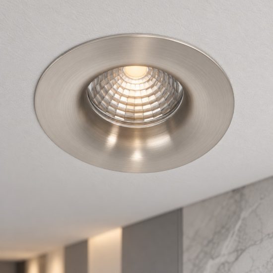 Eglo saliceto faretto da incasso per cartongesso led 4,8w 2700k foro 6,8cm nichel opaco