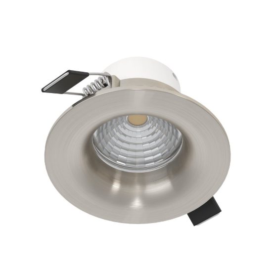 Eglo saliceto faretto da incasso per cartongesso led 4,8w 2700k foro 6,8cm nichel opaco