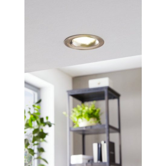 Eglo saliceto faretto da incasso per cartongesso led 4,8w 2700k foro 6,8cm nichel opaco