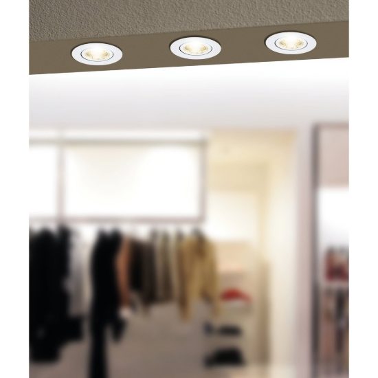 Eglo saliceto faretto da incasso per cartongesso orientabile led 4,8w 2700k foro 6,8cm bianco