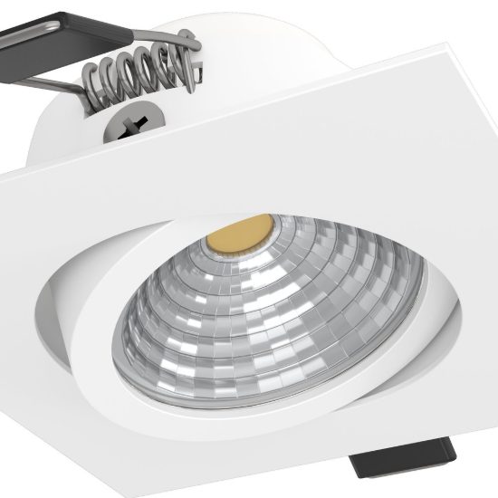 Eglo saliceto faretto da incasso per cartongesso orientabile led 4,8w 2700k quadrato foro 6,8cm bianco