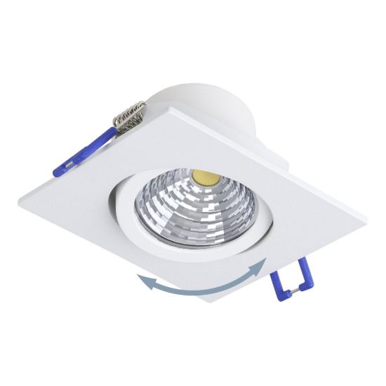 Eglo saliceto faretto da incasso per cartongesso orientabile led 4,8w 2700k quadrato foro 6,8cm bianco