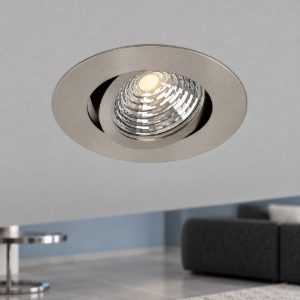 Eglo saliceto faretto da incasso per cartongesso orientabile led 4,8w 2700k foro 6,8cm nichel opaco