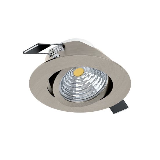 Eglo saliceto faretto da incasso per cartongesso orientabile led 4,8w 2700k foro 6,8cm nichel opaco