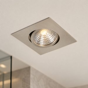 Eglo saliceto faretto da incasso per cartongesso orientabile led 4,8w 2700k quadrato foro 6,8cm nichel opaco