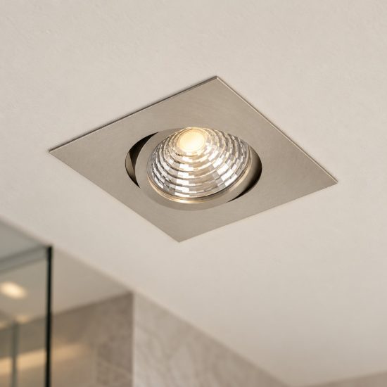 Eglo saliceto faretto da incasso per cartongesso orientabile led 4,8w 2700k quadrato foro 6,8cm nichel opaco
