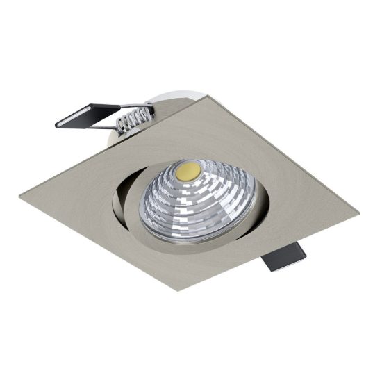 Eglo saliceto faretto da incasso per cartongesso orientabile led 4,8w 2700k quadrato foro 6,8cm nichel opaco