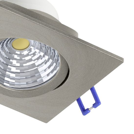 Eglo saliceto faretto da incasso per cartongesso orientabile led 4,8w 2700k quadrato foro 6,8cm nichel opaco