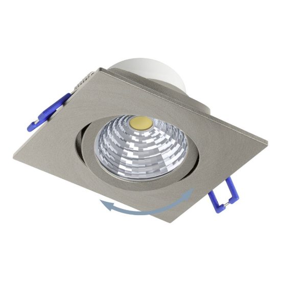 Eglo saliceto faretto da incasso per cartongesso orientabile led 4,8w 2700k quadrato foro 6,8cm nichel opaco