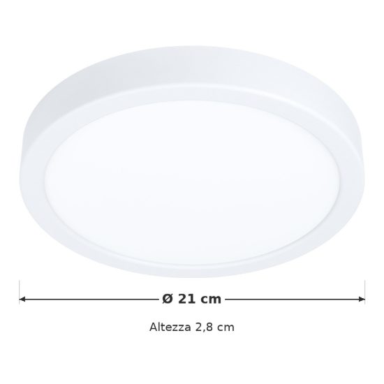 Eglo fueva 5 plafoniera led 17w 3000k 21cm dimmerabile moderna bianca