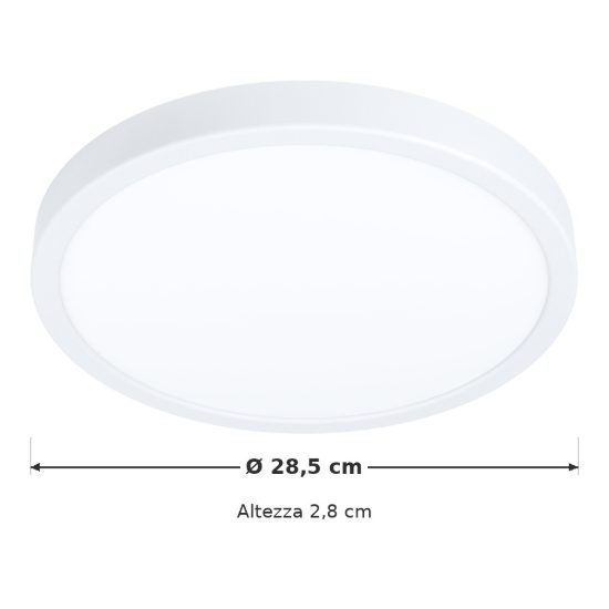 Eglo fueva 5 plafoniera led 20,5w 3000k 28,5cm dimmerabile moderna bianca