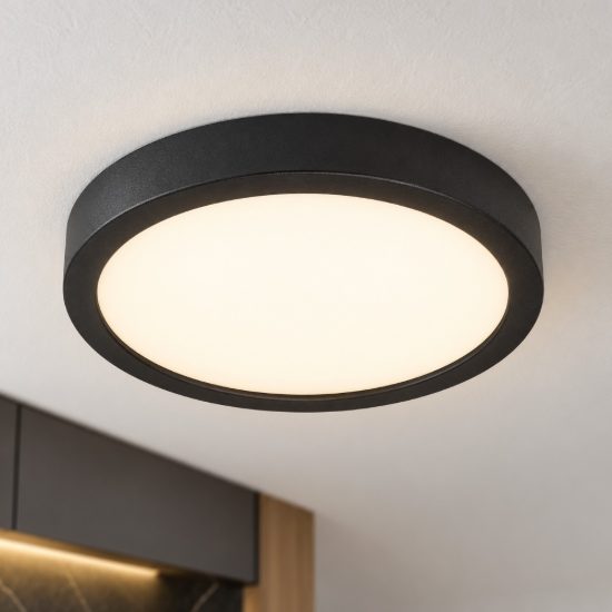 Eglo fueva 5 plafoniera led 17w 3000k 21cm dimmerabile moderna nera