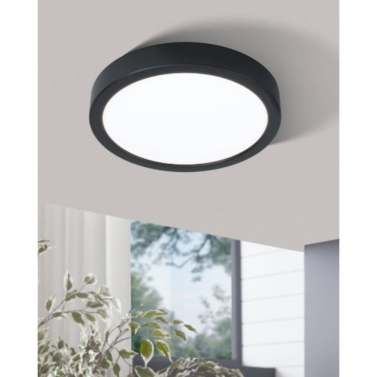 Eglo fueva 5 plafoniera led 17w 3000k 21cm dimmerabile moderna nera