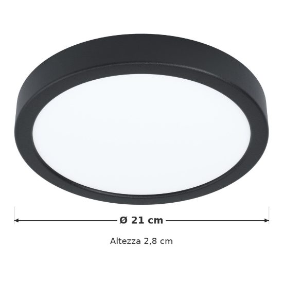 Eglo fueva 5 plafoniera led 17w 3000k 21cm dimmerabile moderna nera