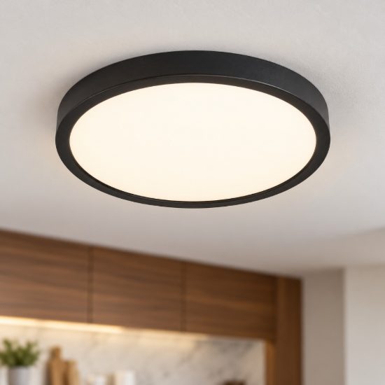 Eglo fueva 5 plafoniera led 20,5w 3000k 28,5cm dimmerabile moderna nera