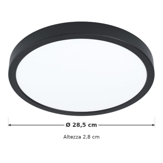 Eglo fueva 5 plafoniera led 20,5w 3000k 28,5cm dimmerabile moderna nera