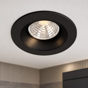 Eglo salabate faretto da incasso per cartongesso led 6w 2700k dimmerabile ip44 foro 6,8cm nero