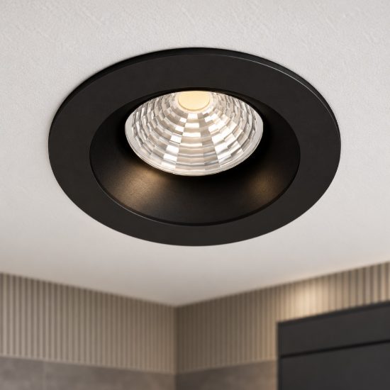 Eglo salabate faretto da incasso per cartongesso led 6w 2700k dimmerabile ip44 foro 6,8cm nero