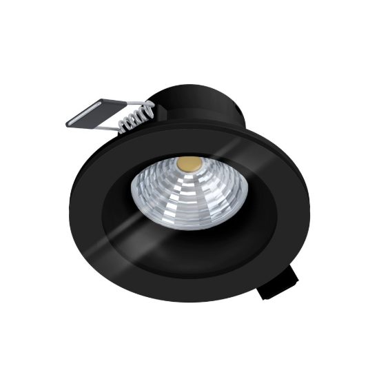 Eglo salabate faretto da incasso per cartongesso led 6w 2700k dimmerabile ip44 foro 6,8cm nero