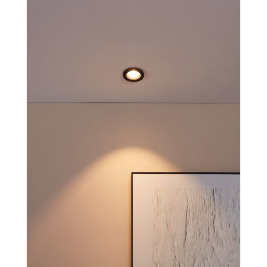 Eglo salabate faretto da incasso per cartongesso led 6w 2700k dimmerabile ip44 foro 6,8cm nero