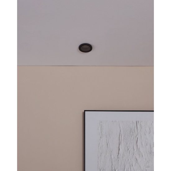 Eglo salabate faretto da incasso per cartongesso led 6w 2700k dimmerabile ip44 foro 6,8cm nero