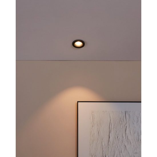 Eglo salabate faretto da incasso per cartongesso led 6w 2700k dimmerabile ip44 foro 6,8cm nero