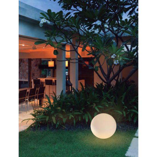 Lampada da terra per esterno sfera 50cm bianca ip65