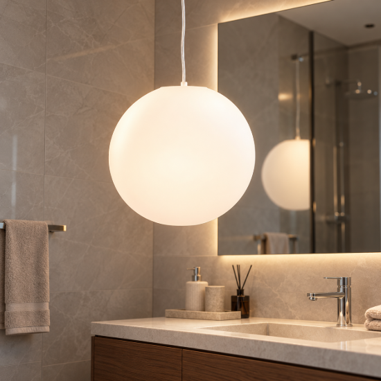 Lampadario a sospensione da esterno ip44 35cm moderno bianco