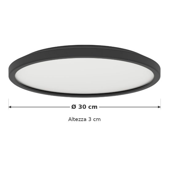Eglo testara e plafoniera led 16,4w 3000k 30cm moderna nera