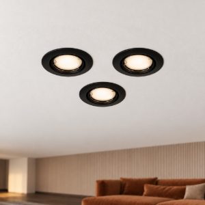 Eglo peneto set 3 faretti da incasso per cartongesso orientabili led 3x4,6w 3000k foro 7cm nero